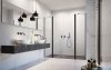 Radaway Nes 8 Black Dwd II drzwi wnękowe 160cm W2 czarny mat/szkło przejrzyste 10081093-54-01/10080167-54-01